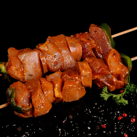 BROCHETTE DE PORC MARINADE CHORIZO - 360g - Boucherie Sologne Frais