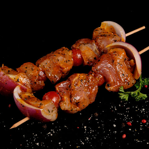 BROCHETTE DE PORC MARINADE OLIVE MEDITERANEENE - 360g - Boucherie Sologne Frais